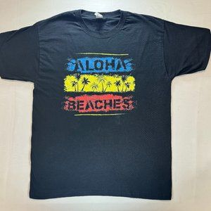 Vintage Hawaii Beach Vacation Destination Shirt Size Large Black No Holes/Stains